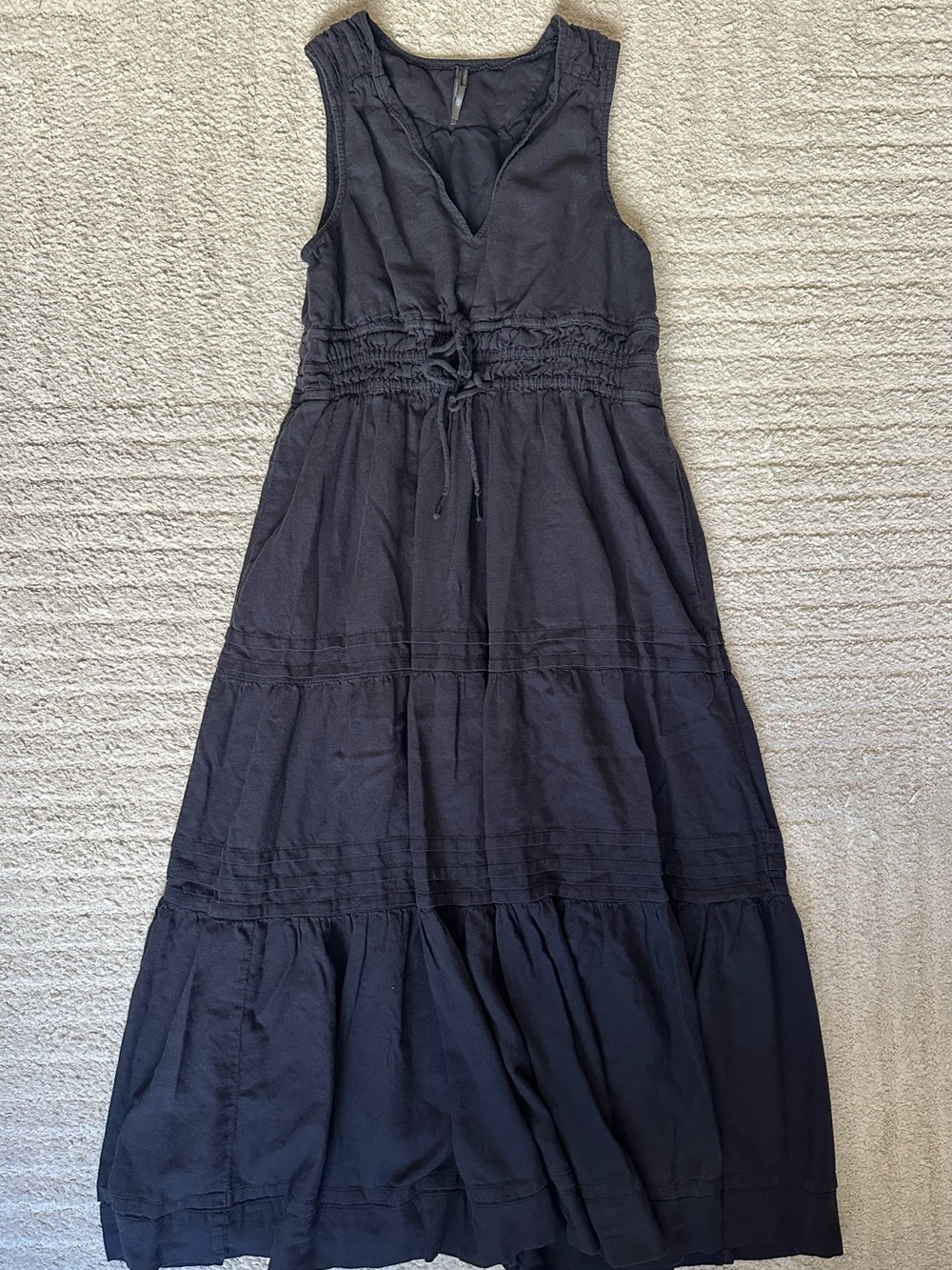 Anthropologie Black Sleeveless Tiered Maxi Dress